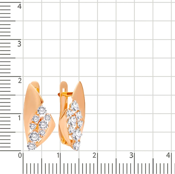 Серьги с фианитами из красного золота 375 пробы 2