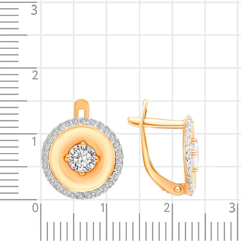 Серьги с фианитами из красного золота 585 пробы 2