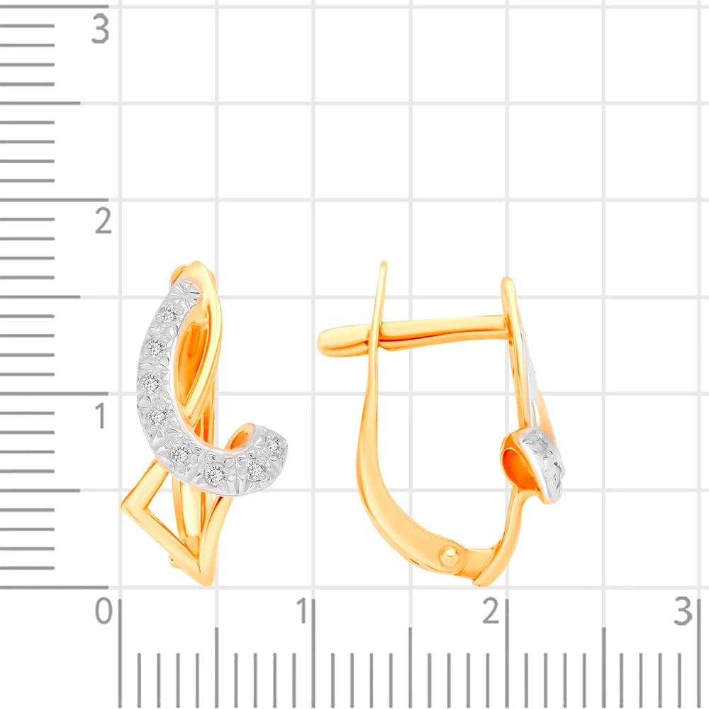 Серьги с фианитами из красного золота 375 пробы 2