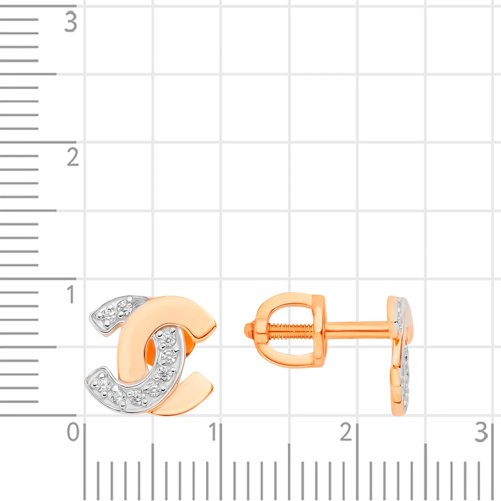 Серьги с фианитами из красного золота 585 пробы 2