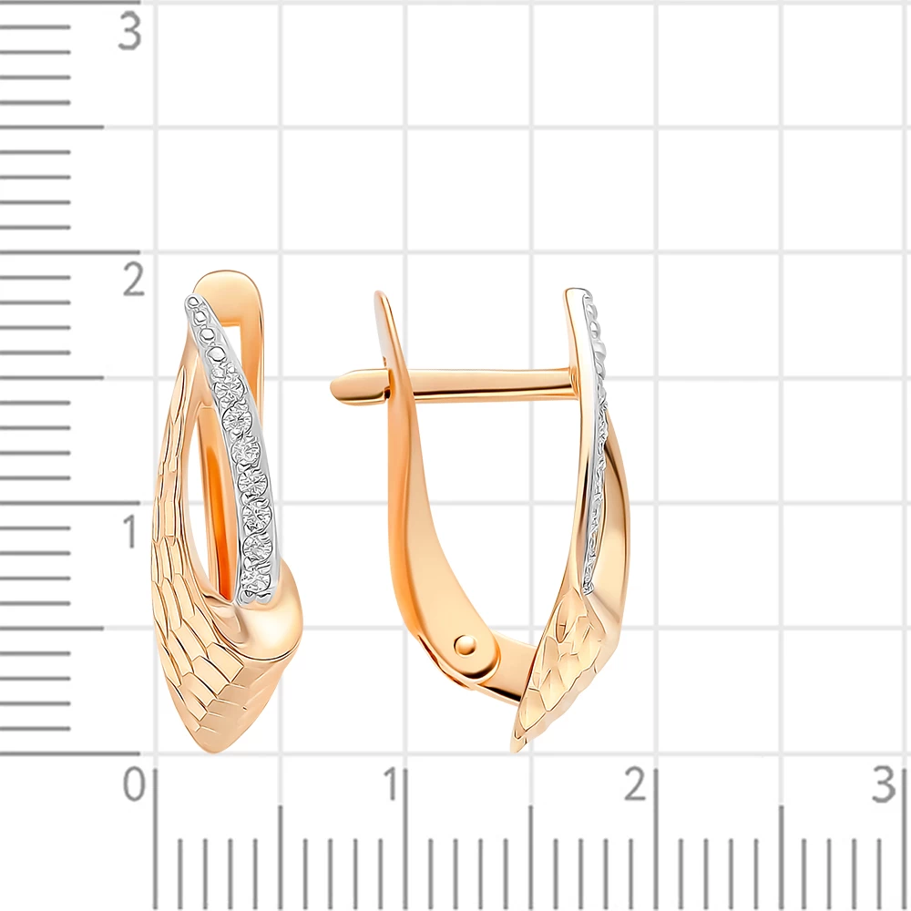 Серьги с фианитами из красного золота 585 пробы 3