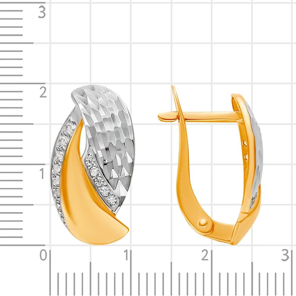 Серьги с фианитами из красного золота 585 пробы 2