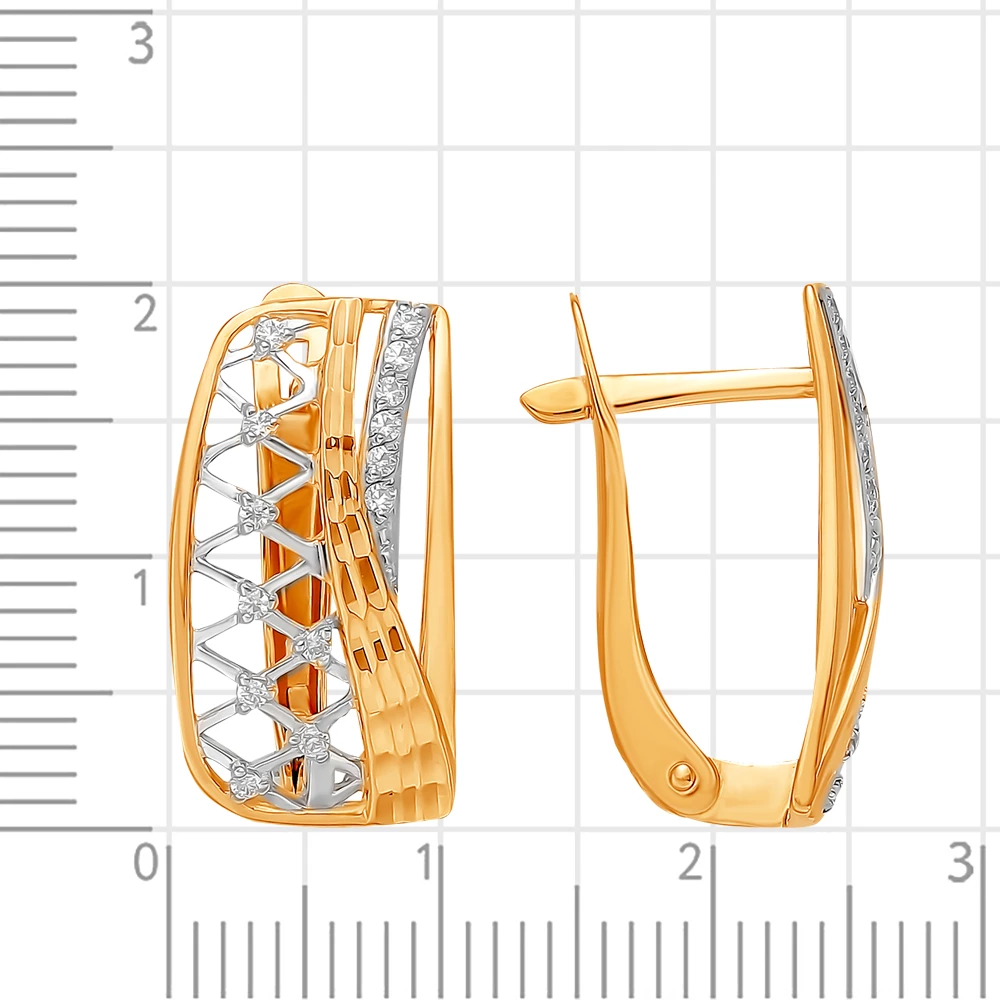 Серьги с фианитами из красного золота 585 пробы 2
