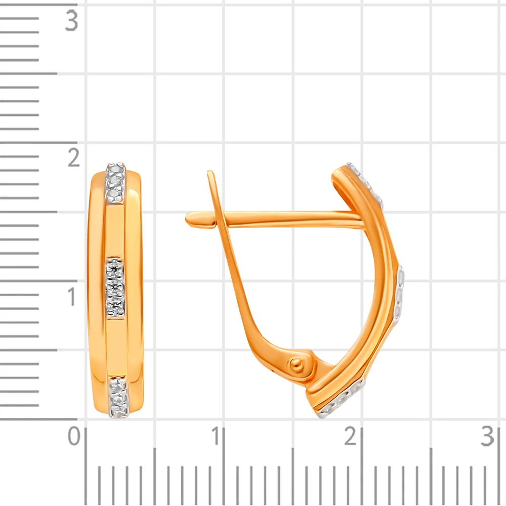 Серьги с фианитами из красного золота 585 пробы 2