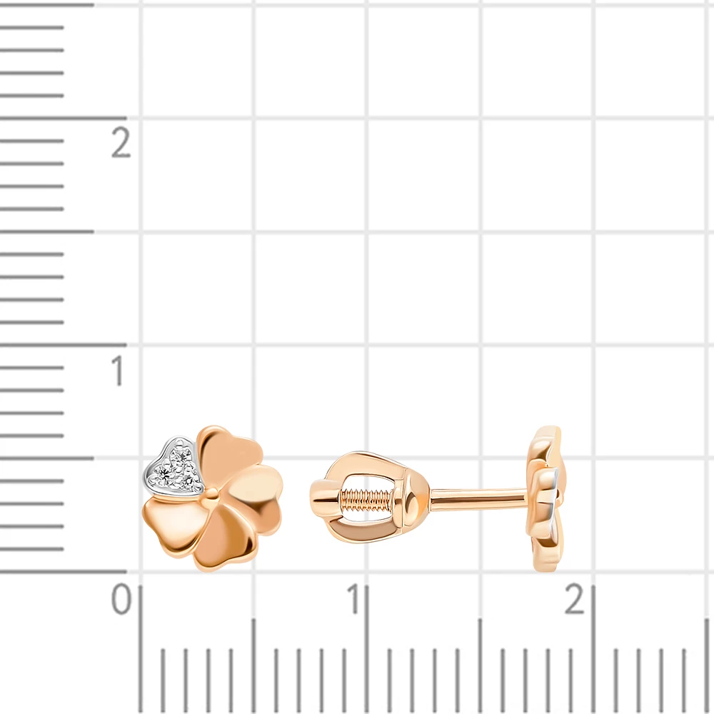 Серьги с фианитами из красного золота 585 пробы 2