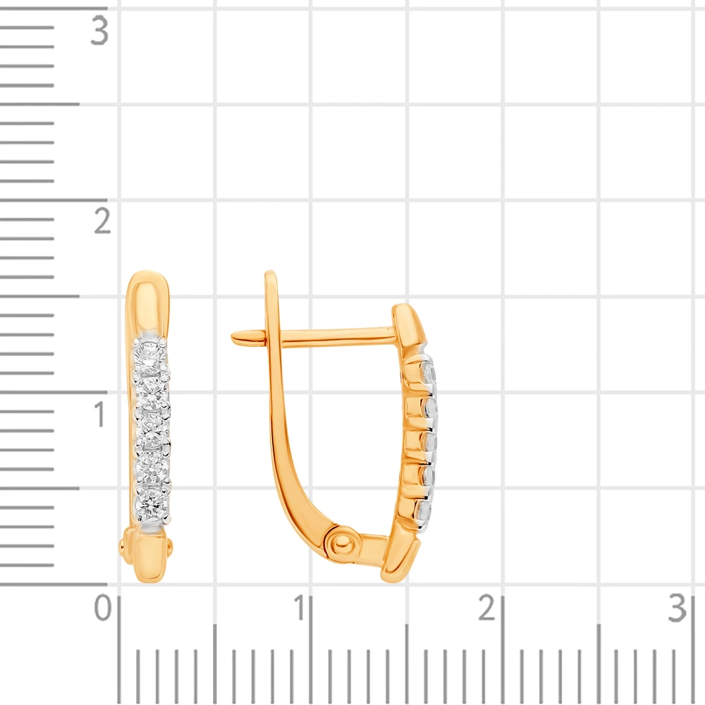 Серьги с фианитами из красного золота 585 пробы 2