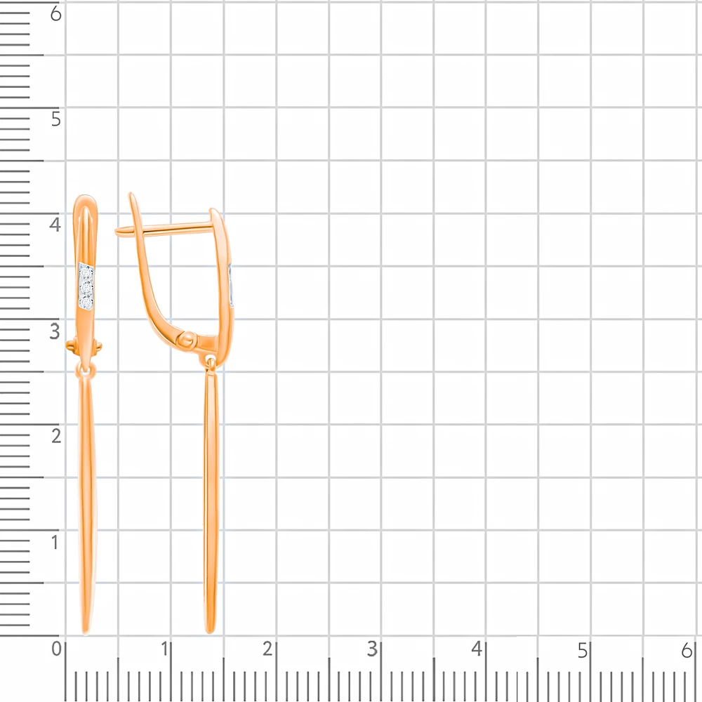 Серьги с фианитами из красного золота 585 пробы 2