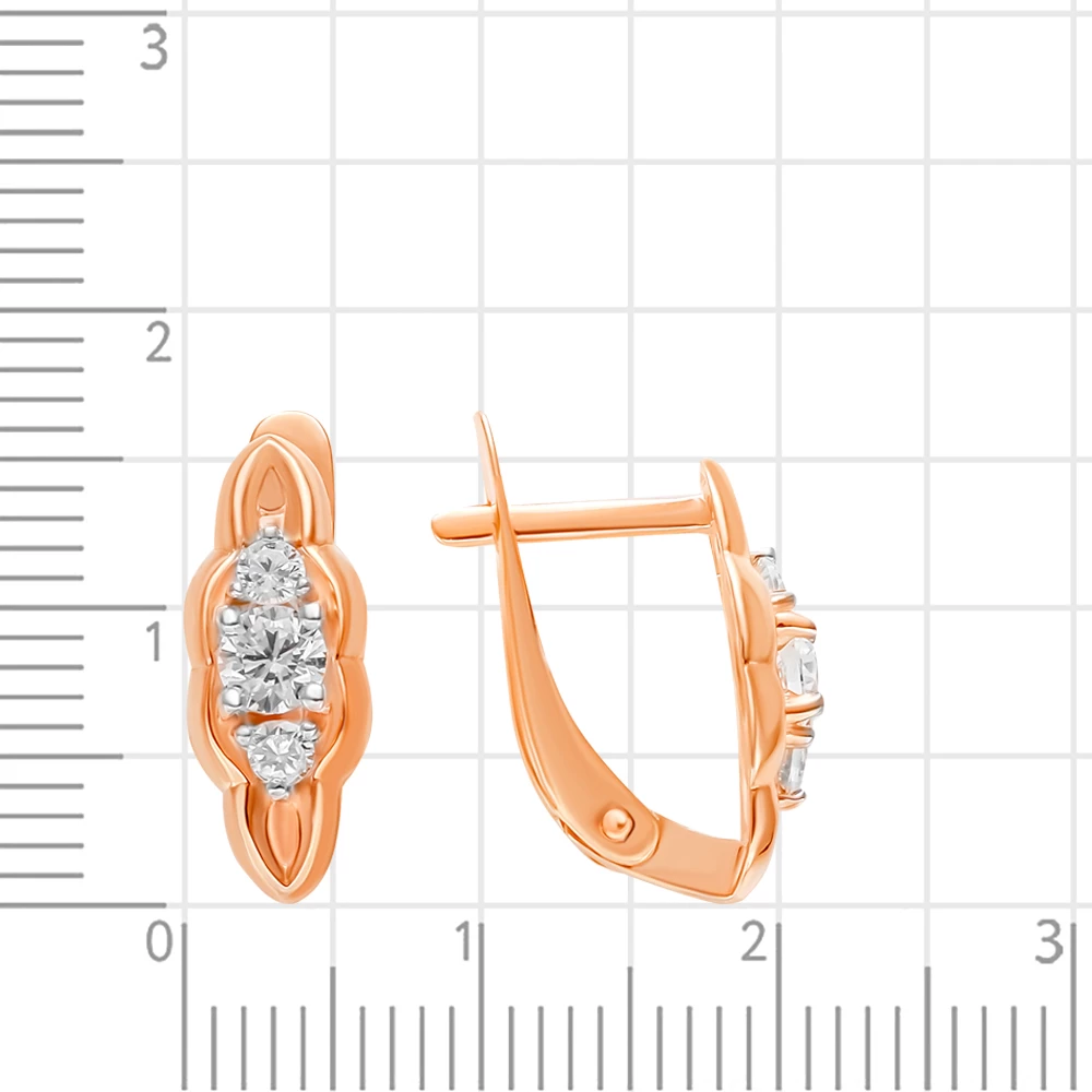 Серьги с фианитами из красного золота 375 пробы 2
