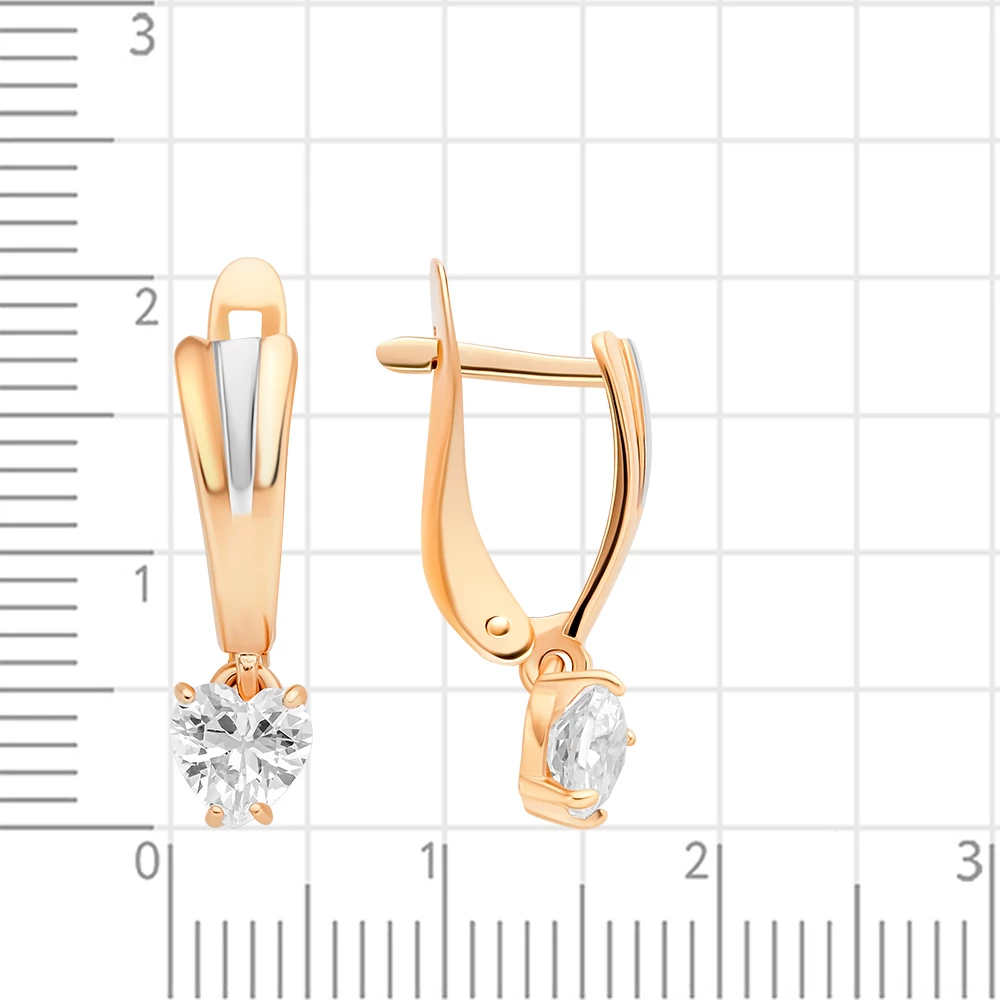 Серьги с фианитами из красного золота 585 пробы 2