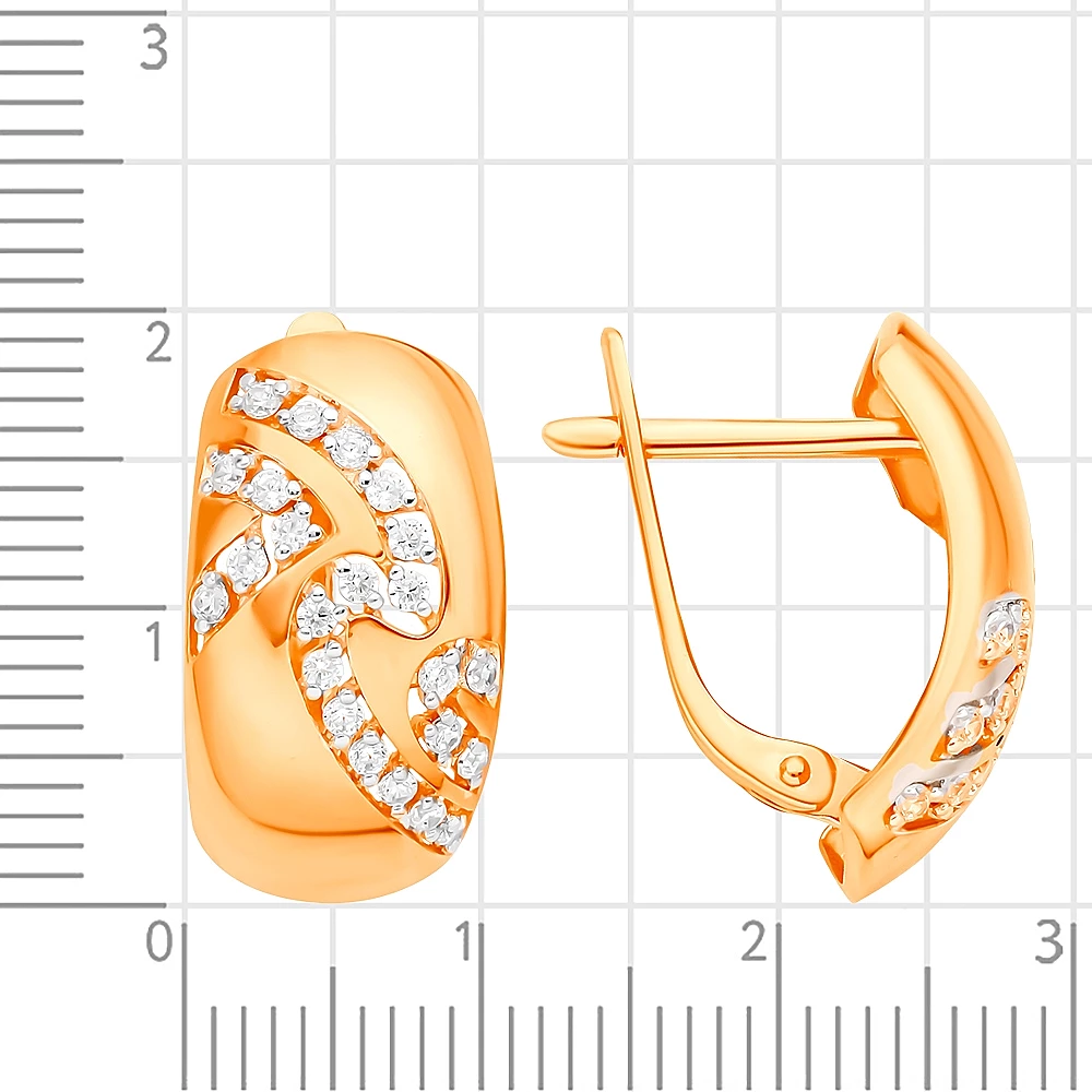 Серьги с фианитами из красного золота 585 пробы 2