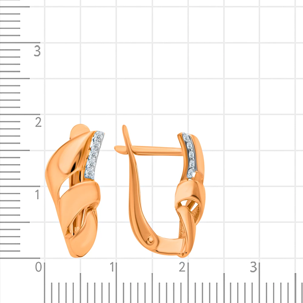 Серьги с фианитами из красного золота 585 пробы 2