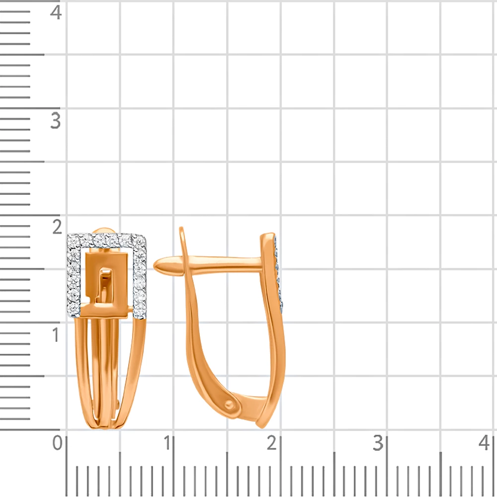 Серьги с фианитами из красного золота 585 пробы 2