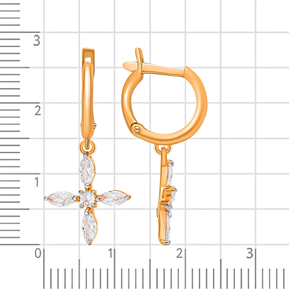 Серьги с фианитами из красного золота 585 пробы 2