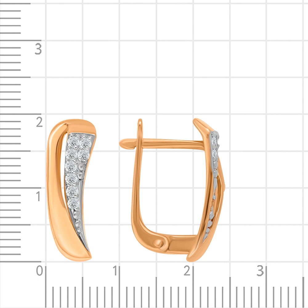 Серьги с фианитами из красного золота 585 пробы 2