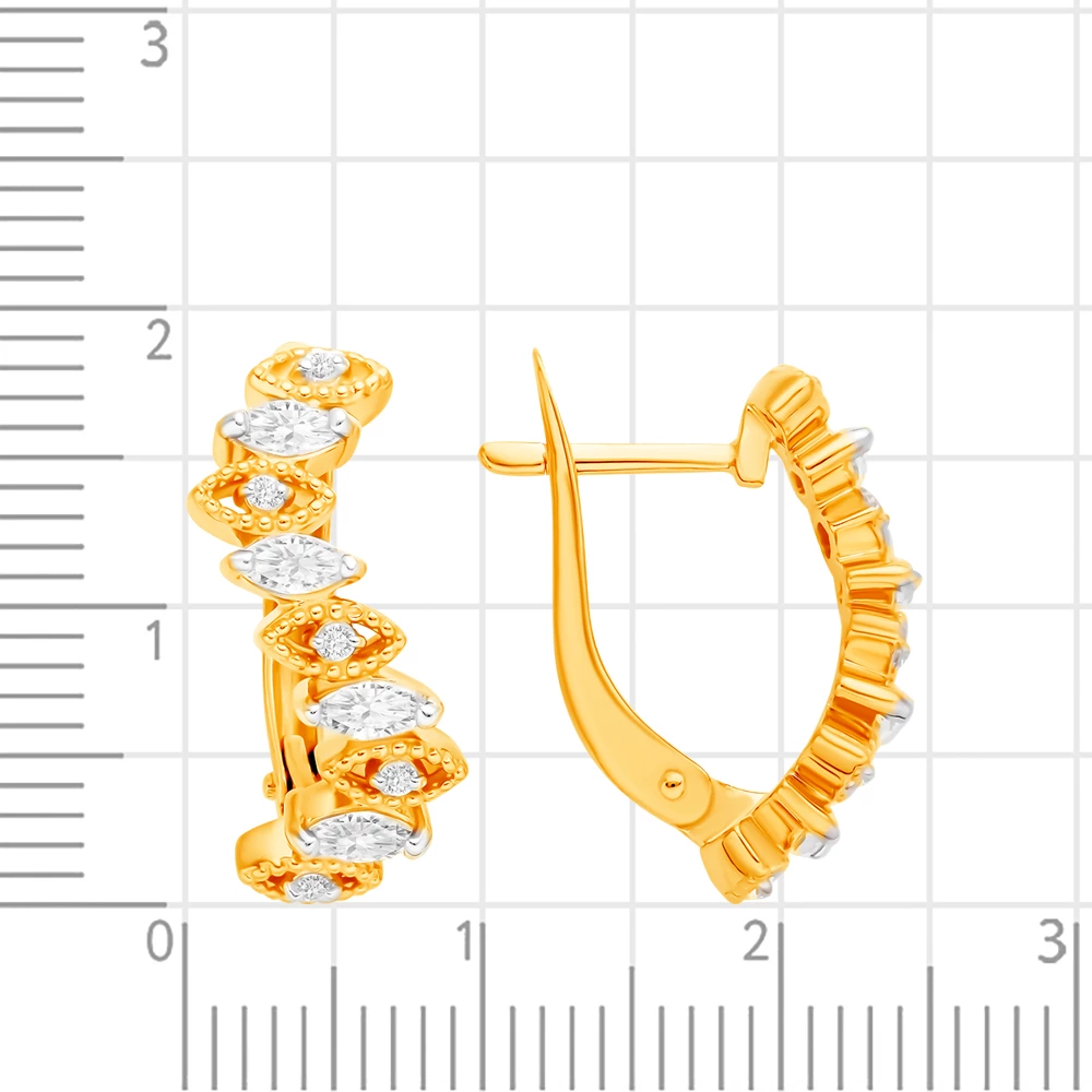 Серьги с фианитами из красного золота 375 пробы 2