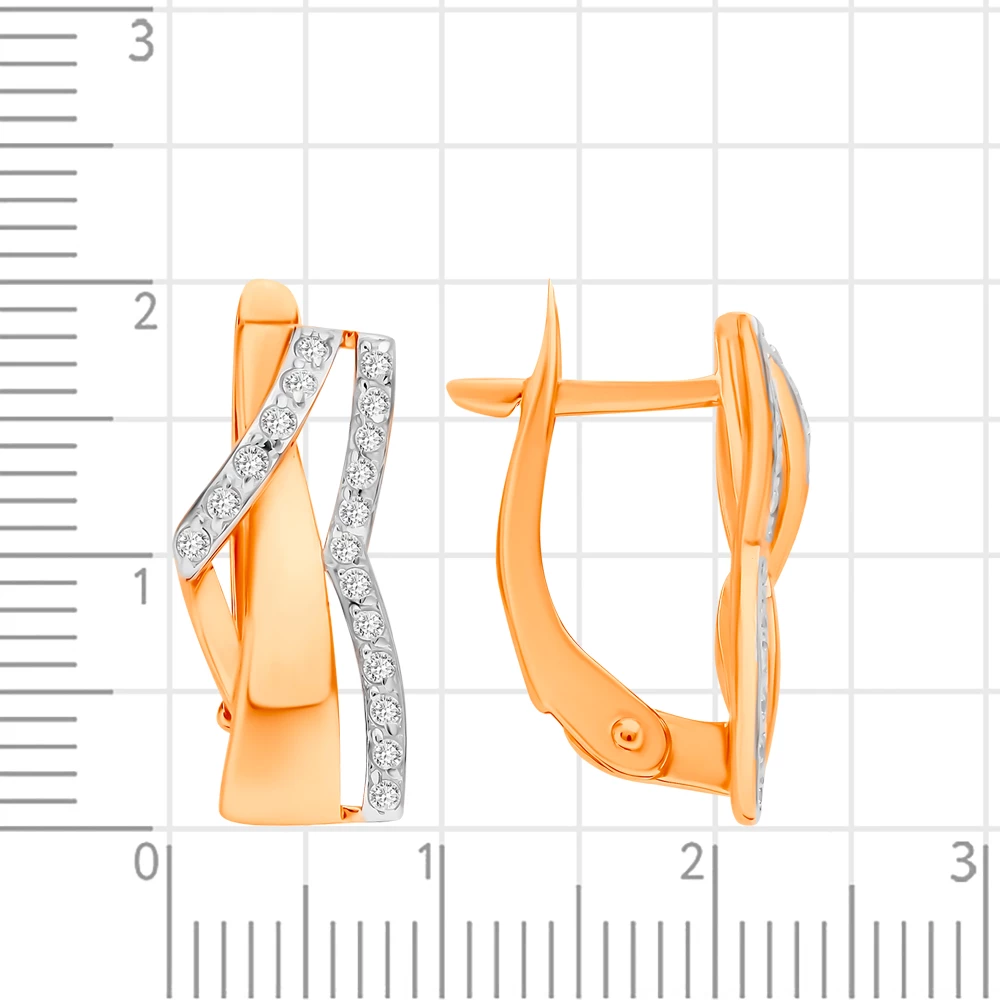 Серьги с фианитами из красного золота 375 пробы 3