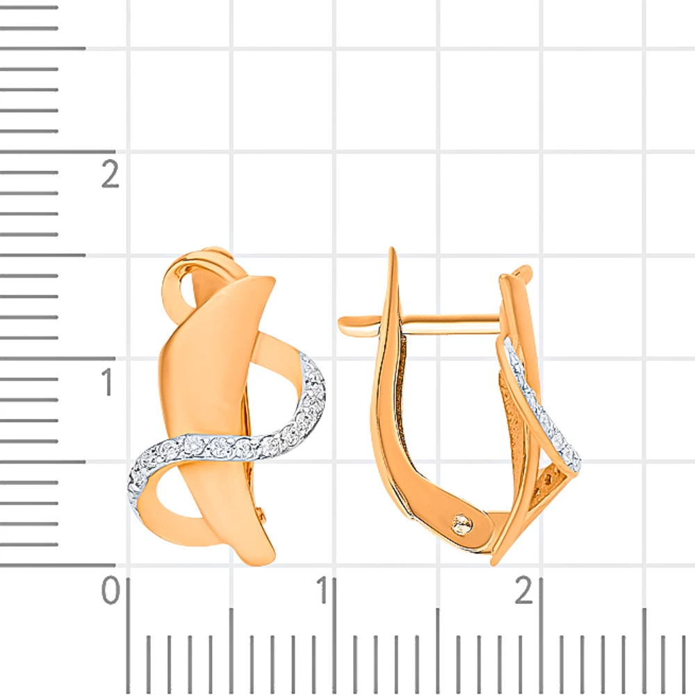 Серьги с фианитами из красного золота 375 пробы 2