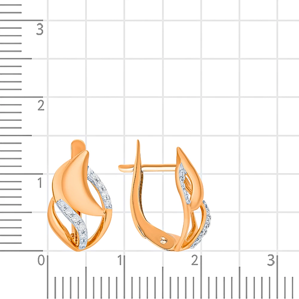 Серьги с фианитами из красного золота 375 пробы 2
