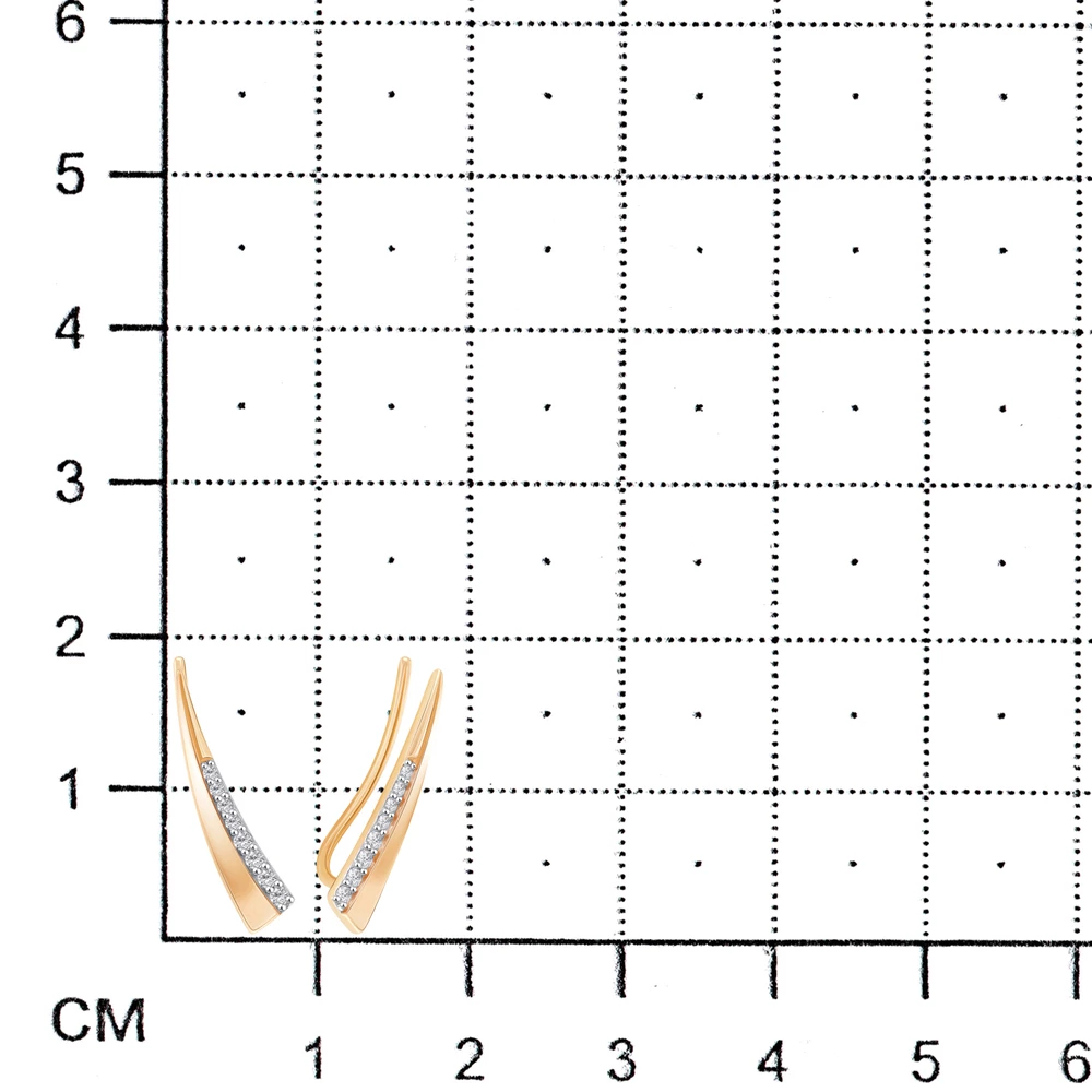 Серьги с фианитами из красного золота 585 пробы 2
