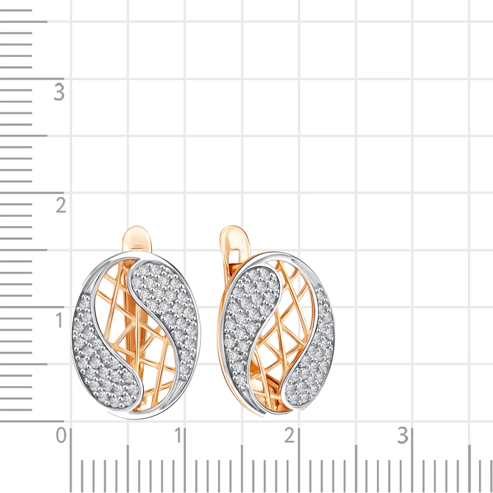 Серьги с фианитами из красного золота 375 пробы 2