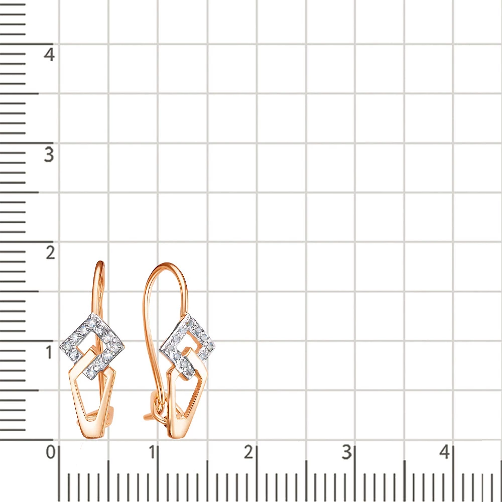 Серьги с фианитами из красного золота 375 пробы 2