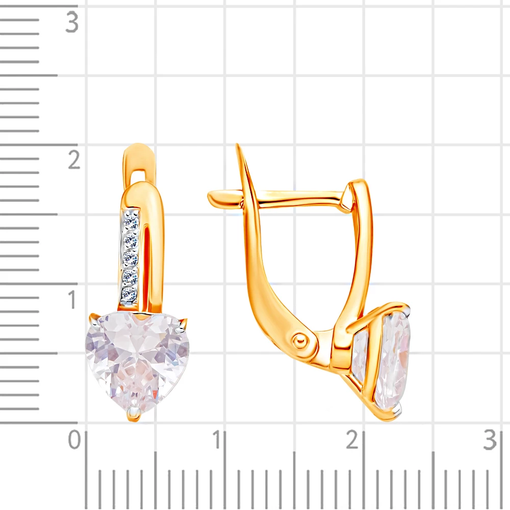 Серьги с фианитами из красного золота 375 пробы 2