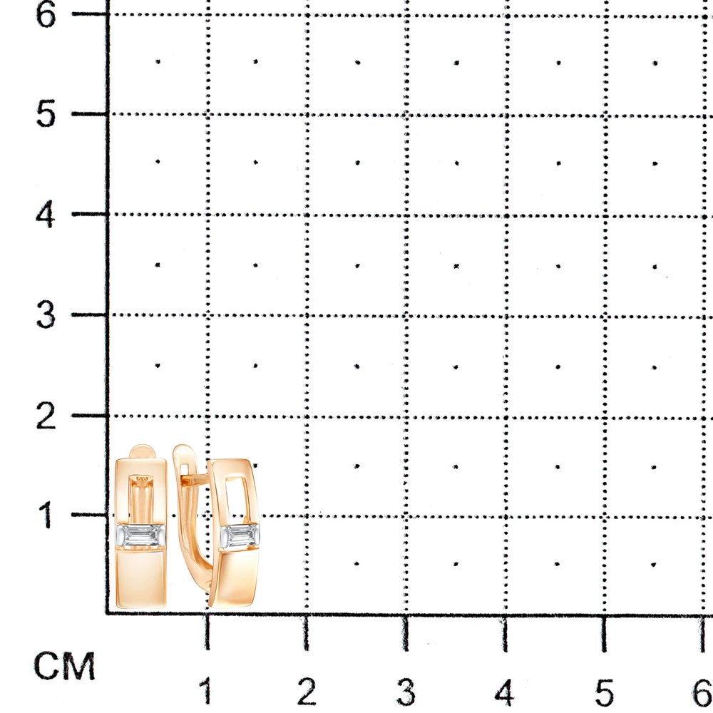 Серьги с фианитами из красного золота 585 пробы 2
