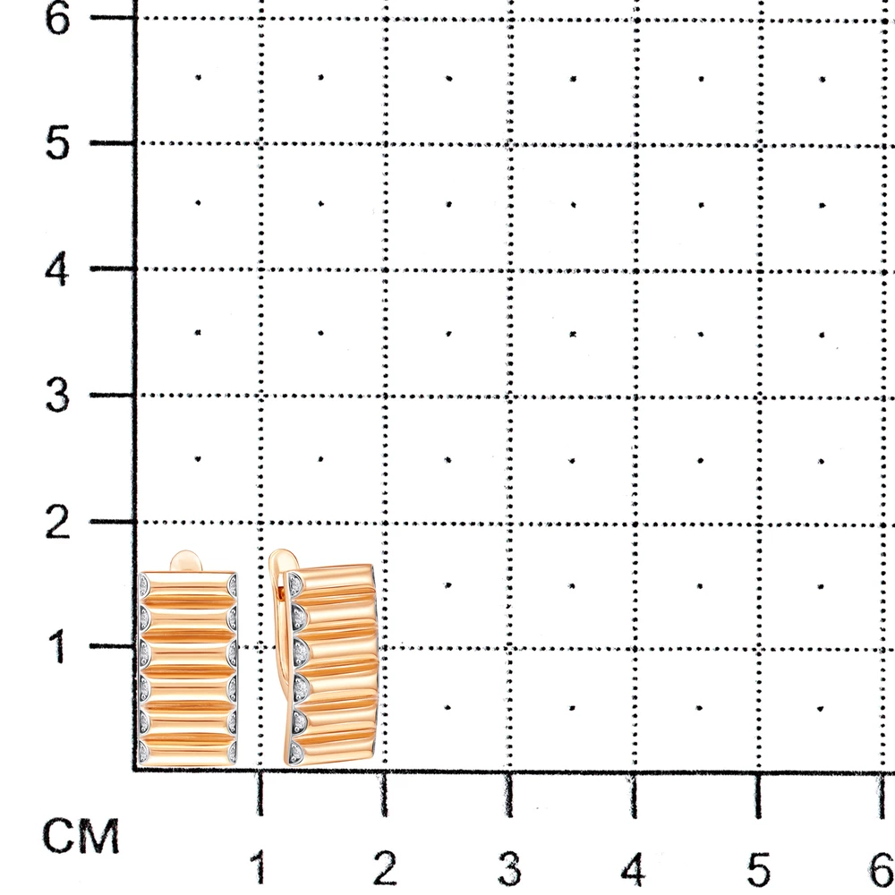 Серьги с фианитами из красного золота 585 пробы 2