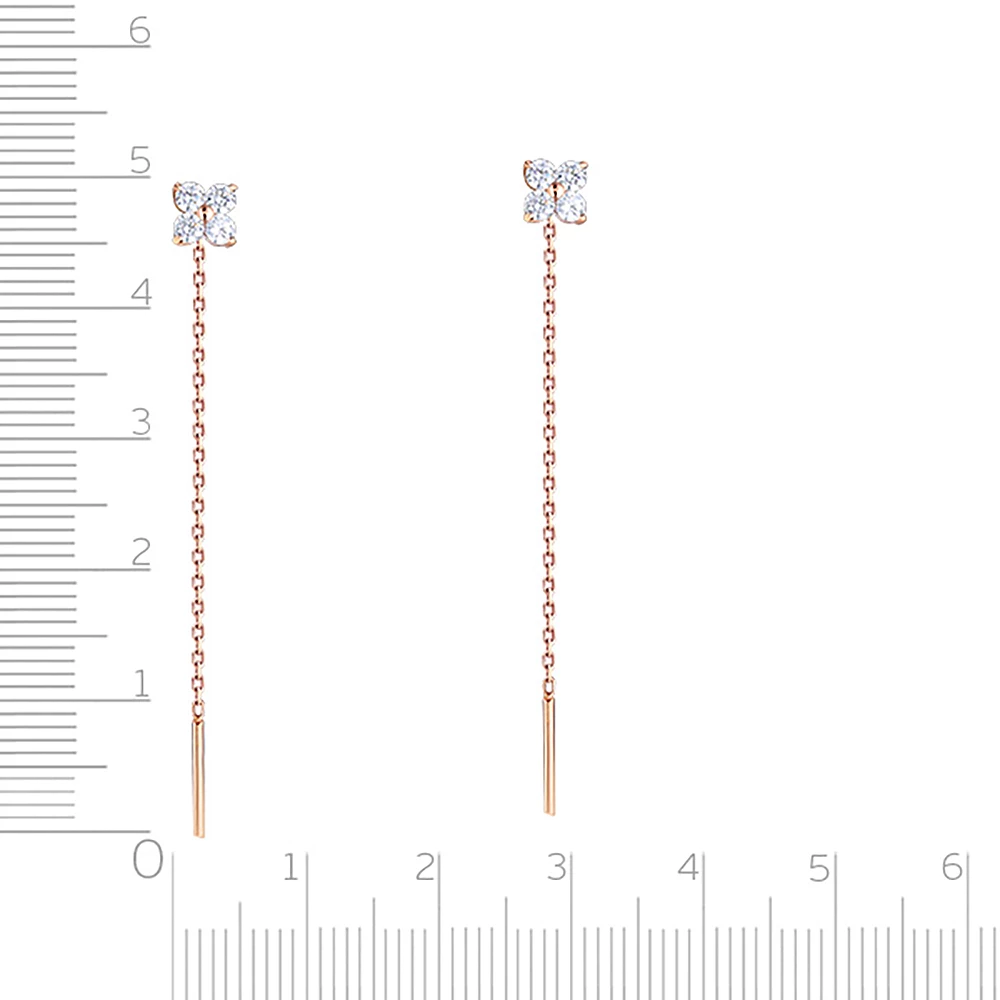 Серьги с фианитами из красного золота 585 пробы 2