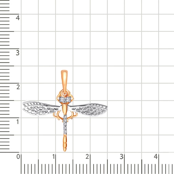 Подвес  Стрекоза с фианитами из красного золота 585 пробы 3