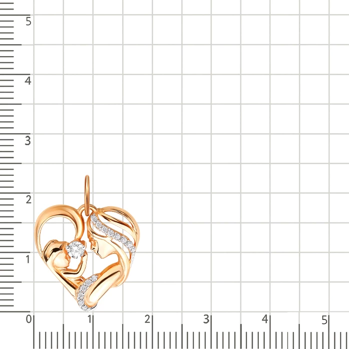 Подвес с фианитами из красного золота 585 пробы 2
