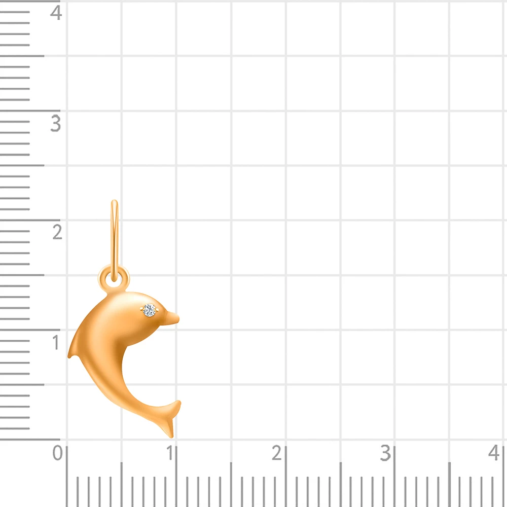 Подвес  Дельфин с фианитом из красного золота 375 пробы 2