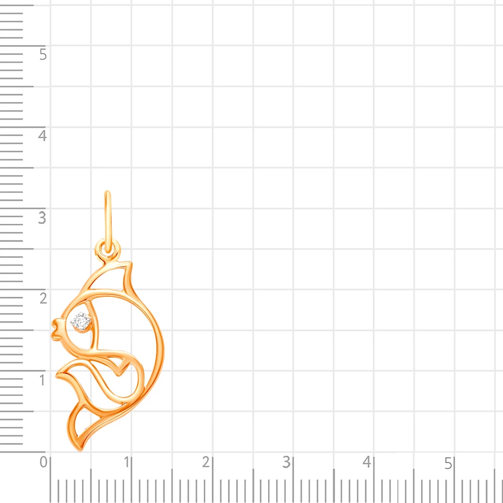 Подвес  Рыбка с фианитом из красного золота 375 пробы 2
