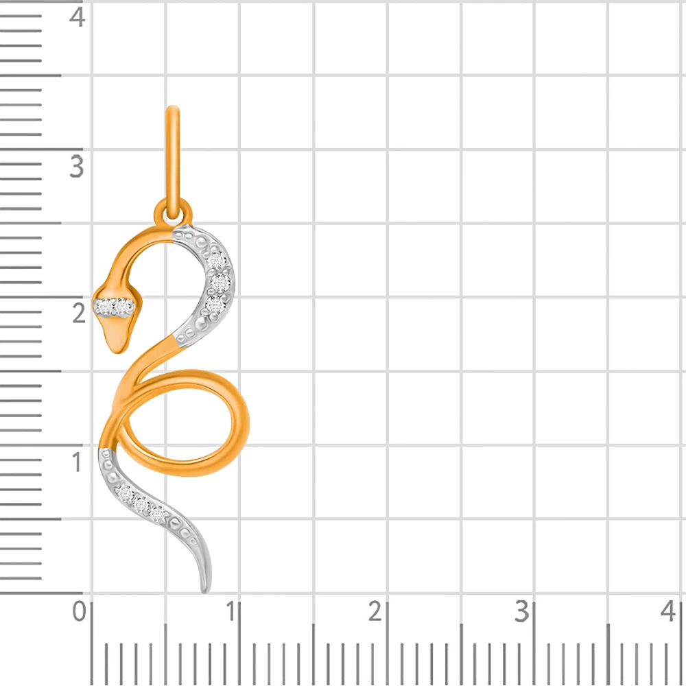 Подвес  Змея с фианитами из красного золота 375 пробы 2