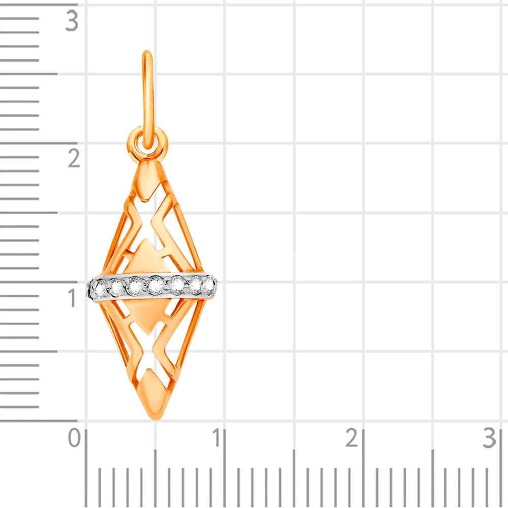 Подвес с фианитами из красного золота 375 пробы 2