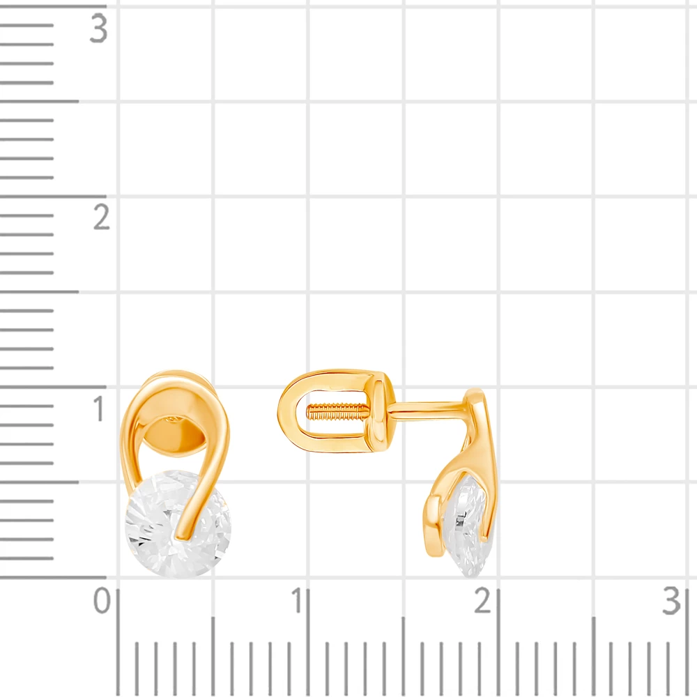 Серьги с фианитами из красного золота 375 пробы 2