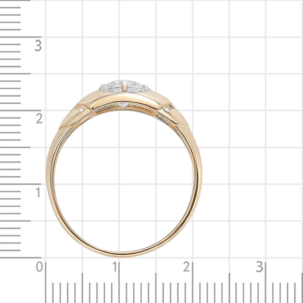 Кольцо с фианитом из красного золота 375 пробы 3