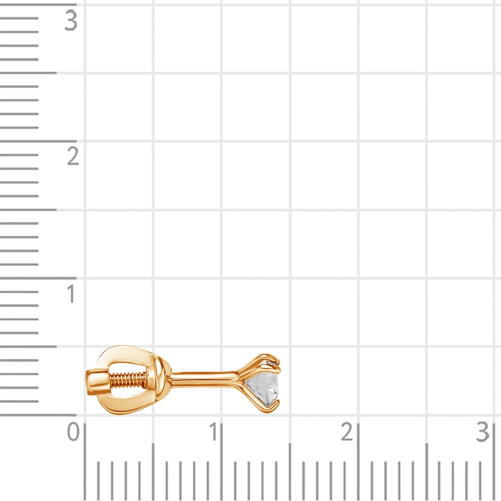 Серьга с фианитом из красного золота 585 пробы 3