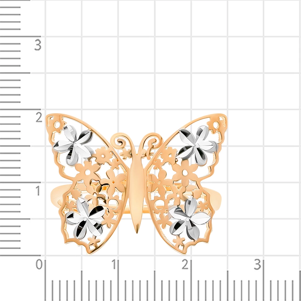 Кольцо  Бабочка из красного золота 585 пробы 2