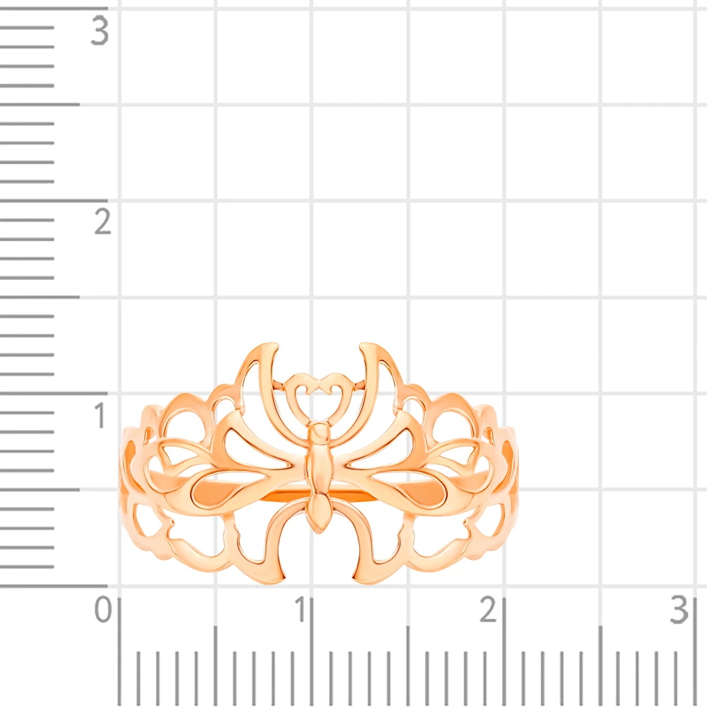 Кольцо  Бабочка из красного золота 585 пробы 2