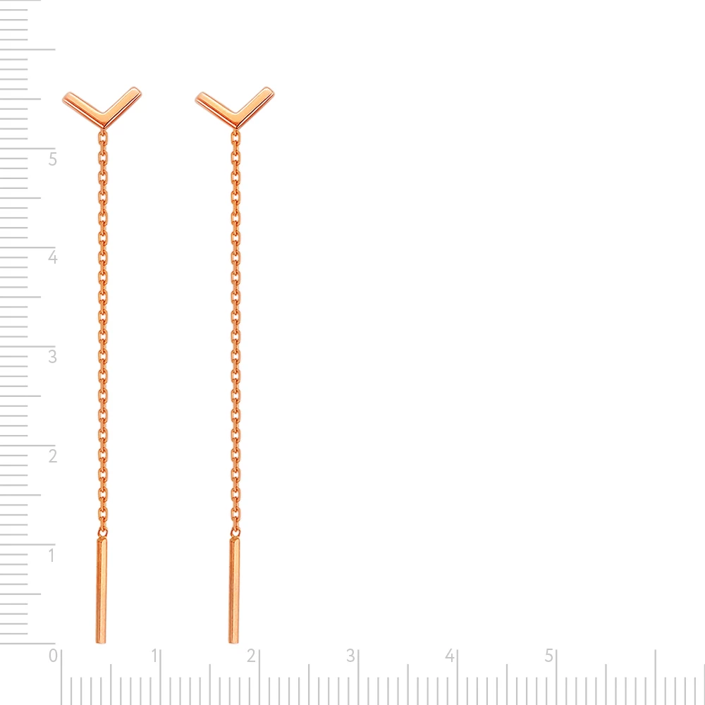 Серьги-продевки из красного золота 585 пробы 2