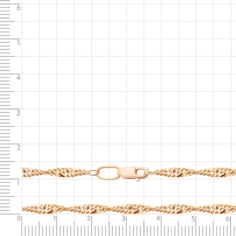 Цепь сингапур из красного золота 375 пробы 3