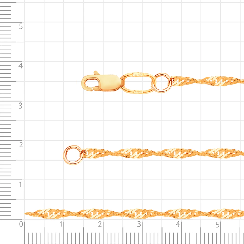 Цепь сингапур из красного золота 585 пробы 2