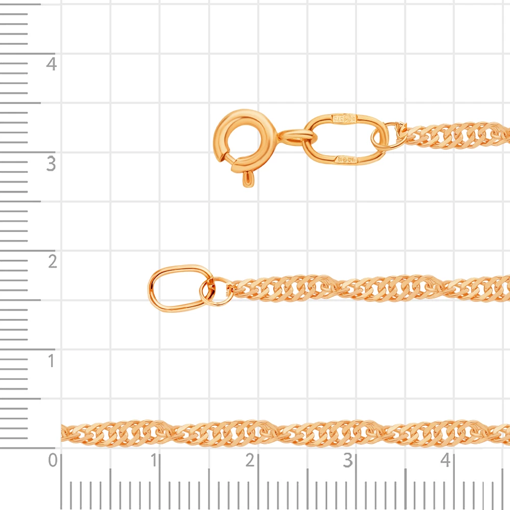 Браслет сингапур из красного золота 375 пробы 3