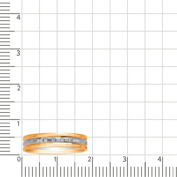 Кольцо обручальное с фианитами из комбинированного золота 585 пробы 2