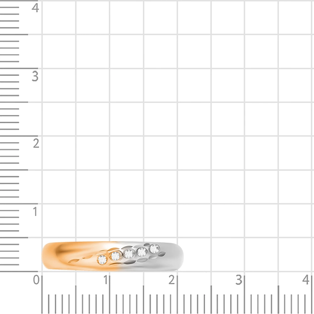 Кольцо обручальное с бриллиантами из комбинированного золота 585 пробы 2