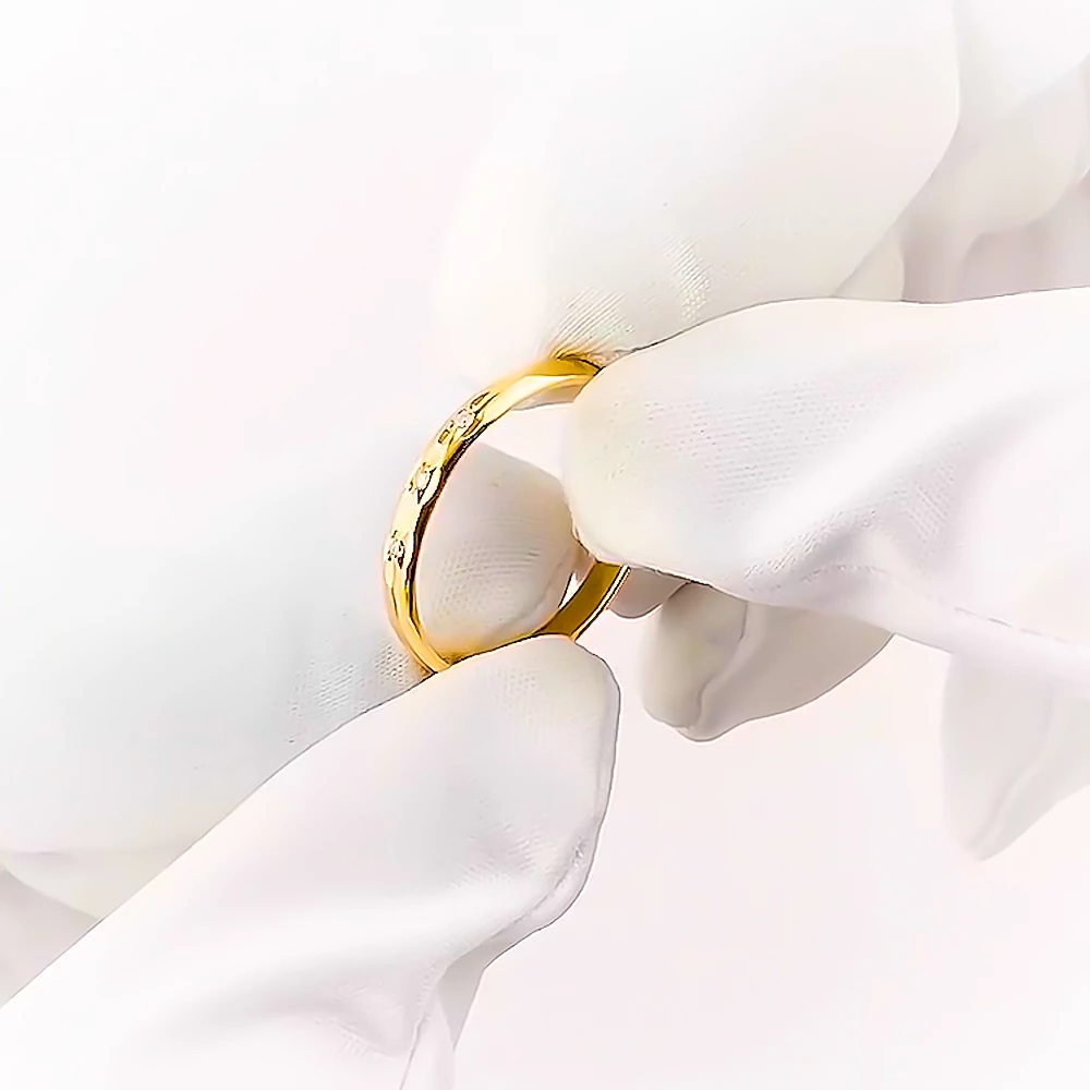 Кольцо обручальное с бриллиантами из красного золота 375 пробы