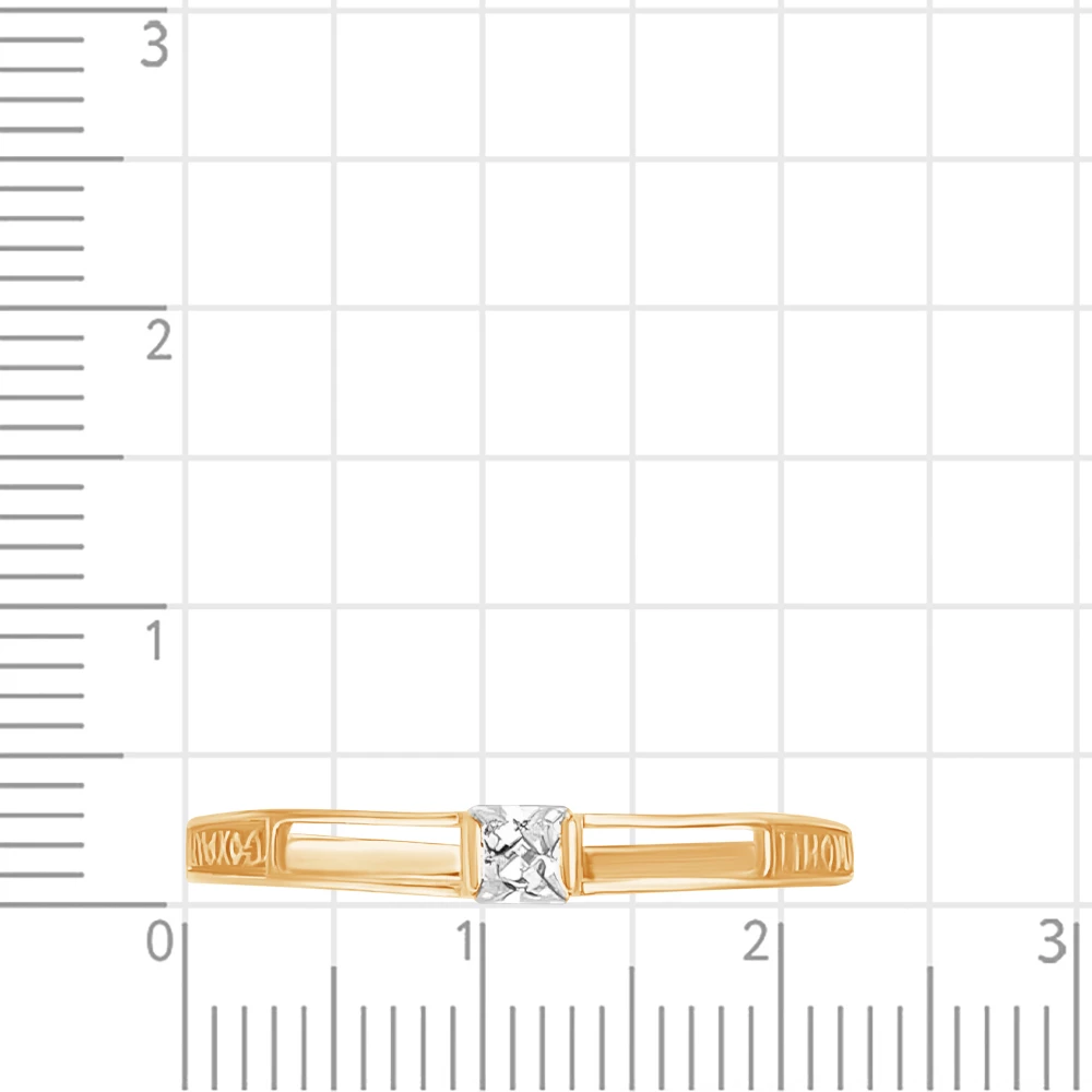 Кольцо с фианитом из красного золота 585 пробы 3