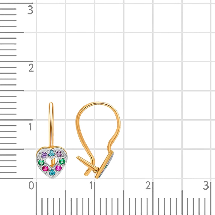 Серьги детские с фианитами из красного золота 375 пробы 2