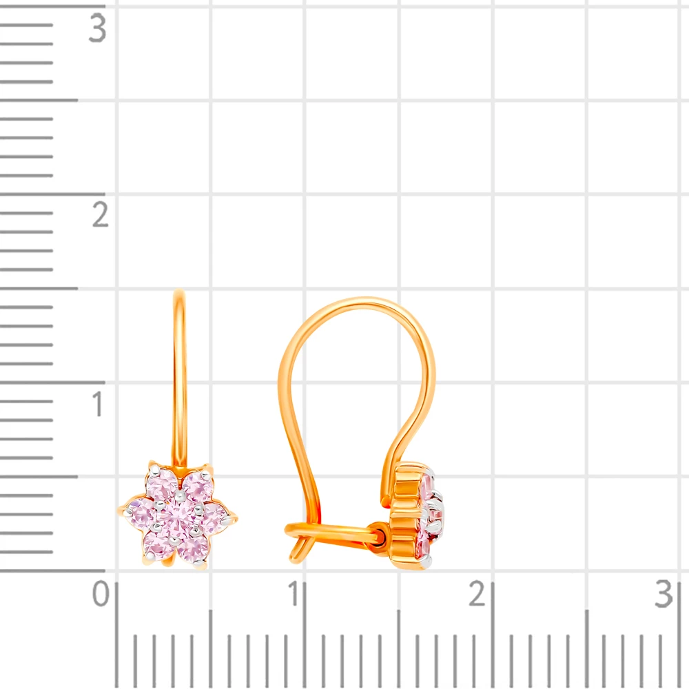 Серьги детские с фианитами из красного золота 375 пробы 2